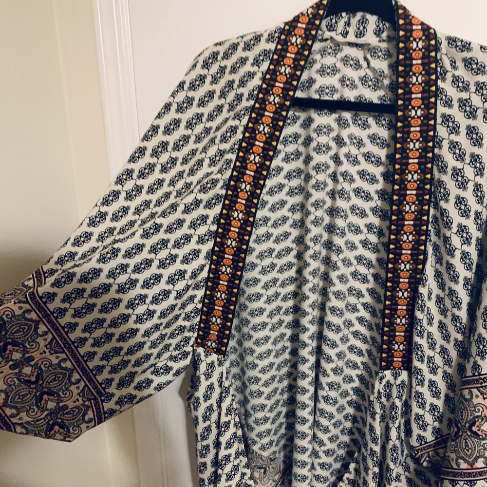 Tribal stitched kimono